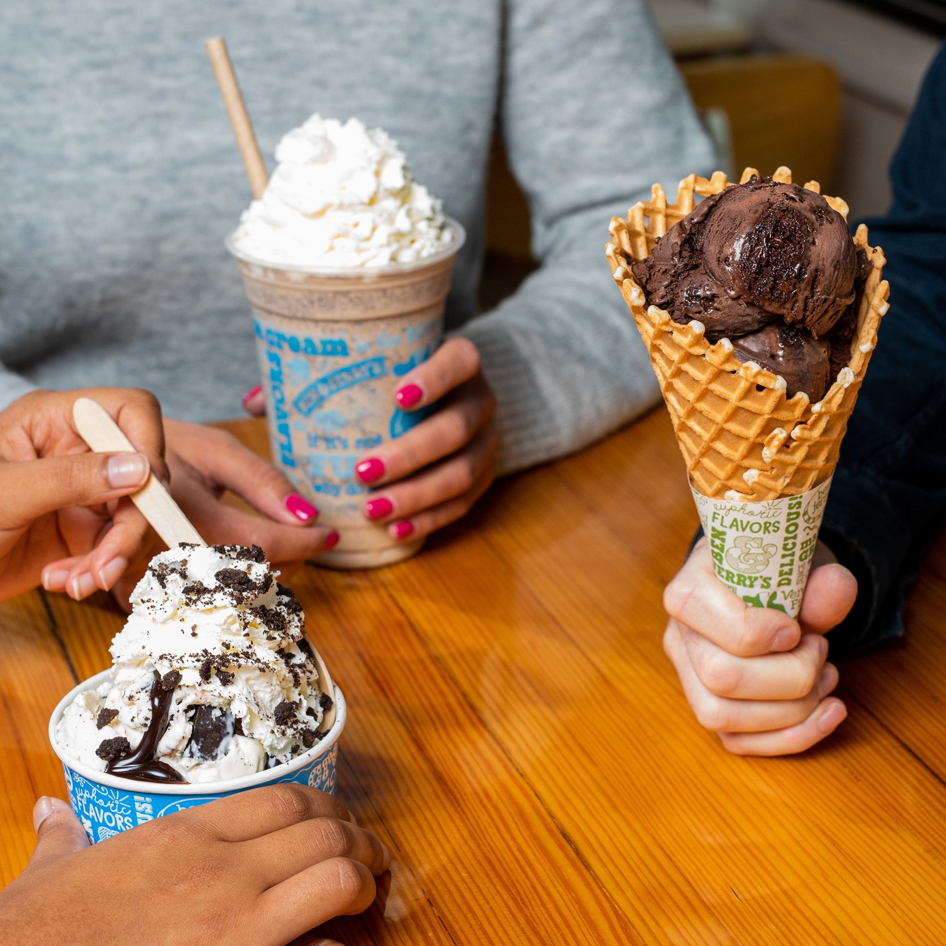 Scoop shop items sitting on a counter